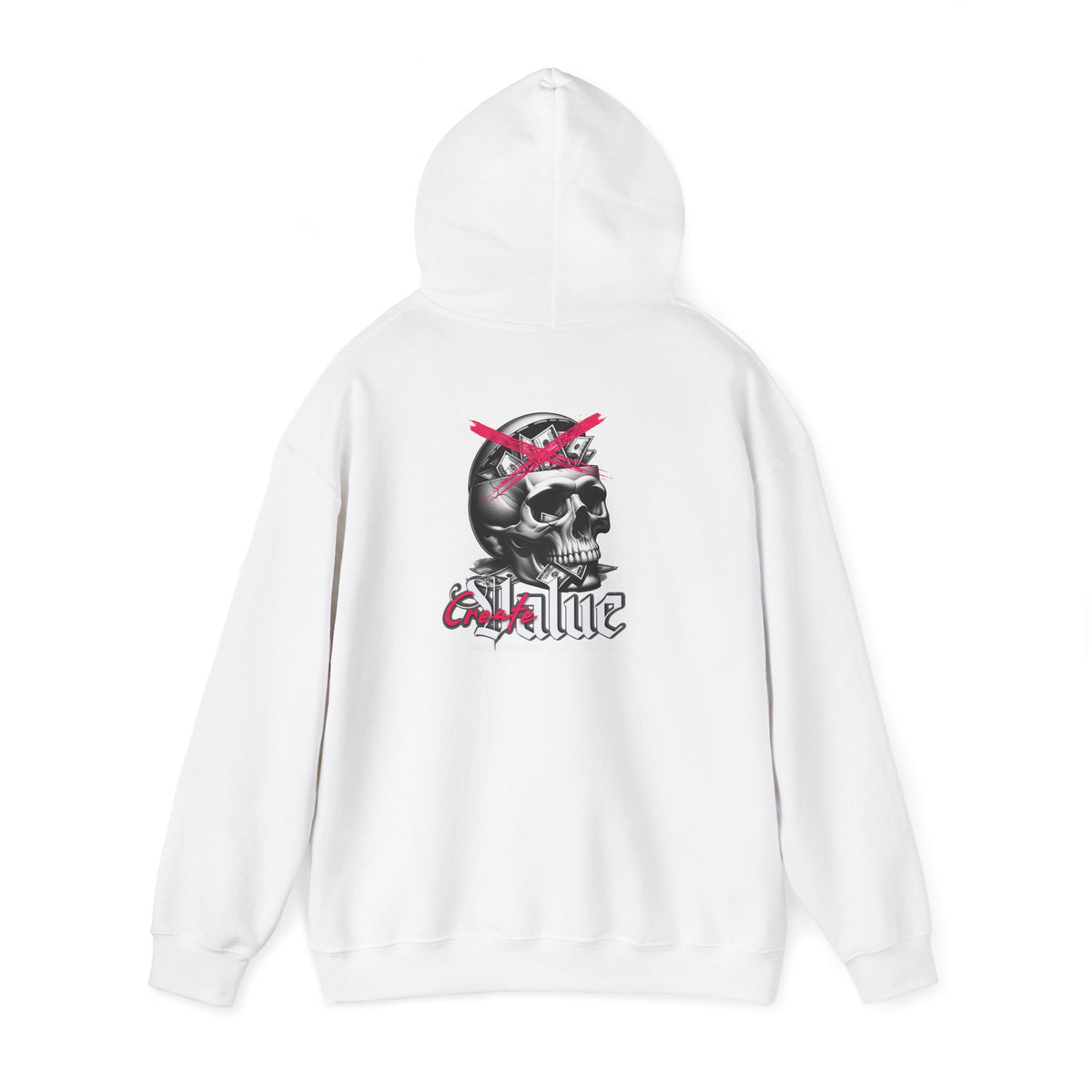 Money Cannot Buy Skull Hoodie, Unisex Heavy Blend Sweatshirt, Skate Style Apparel, Gothic Fashion, Casual Layering Top, Halloween Gift