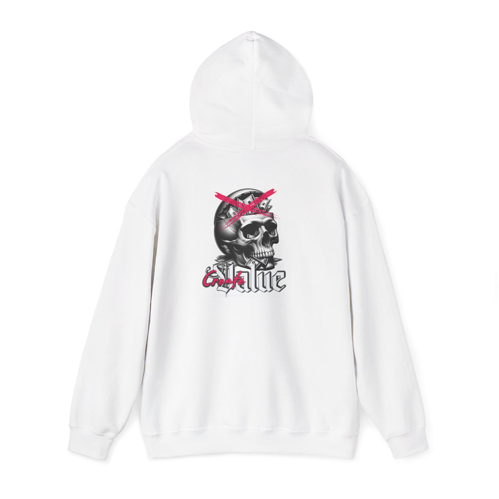 Money Cannot Buy Skull Hoodie, Unisex Heavy Blend Sweatshirt, Skate Style Apparel, Gothic Fashion, Casual Layering Top, Halloween Gift