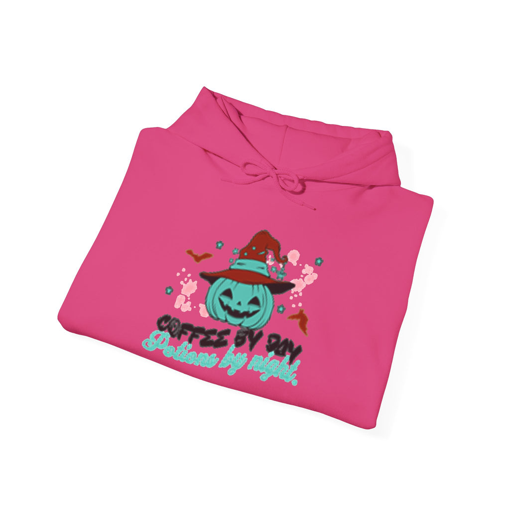 Coffee & Cozy Pumpkin Hoodie — “Coffee Is My Potion, By Magic” Fall Sweatshirt