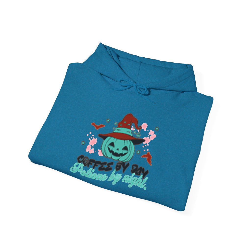 Coffee & Cozy Pumpkin Hoodie — “Coffee Is My Potion, By Magic” Fall Sweatshirt