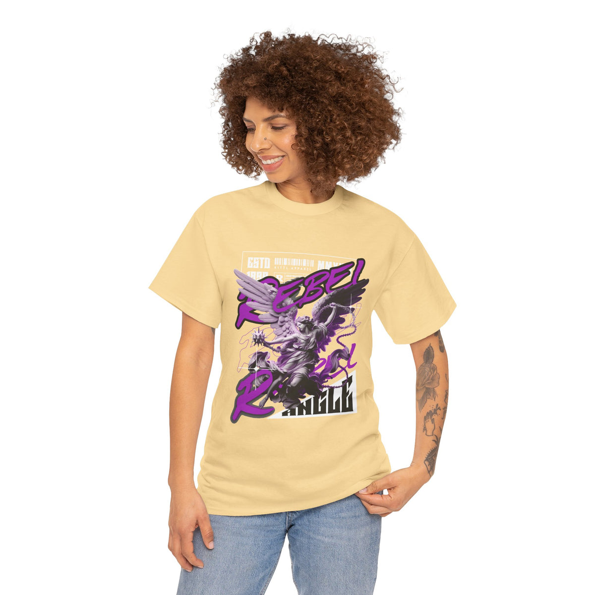 Rebel Spirit Graphic Tee: Unisex Heavy Cotton T-Shirt, Trendy Casual Wear, Gift for Rebels, Music Festival Outfit, Streetwear Style