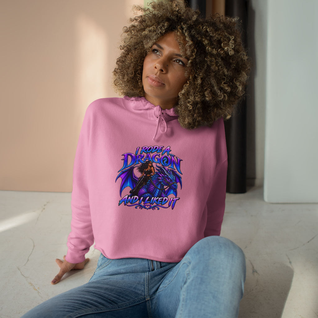 Dragon Rider Crop Hoodie — "I Summoned a Dragon and I Liked It" Graphic