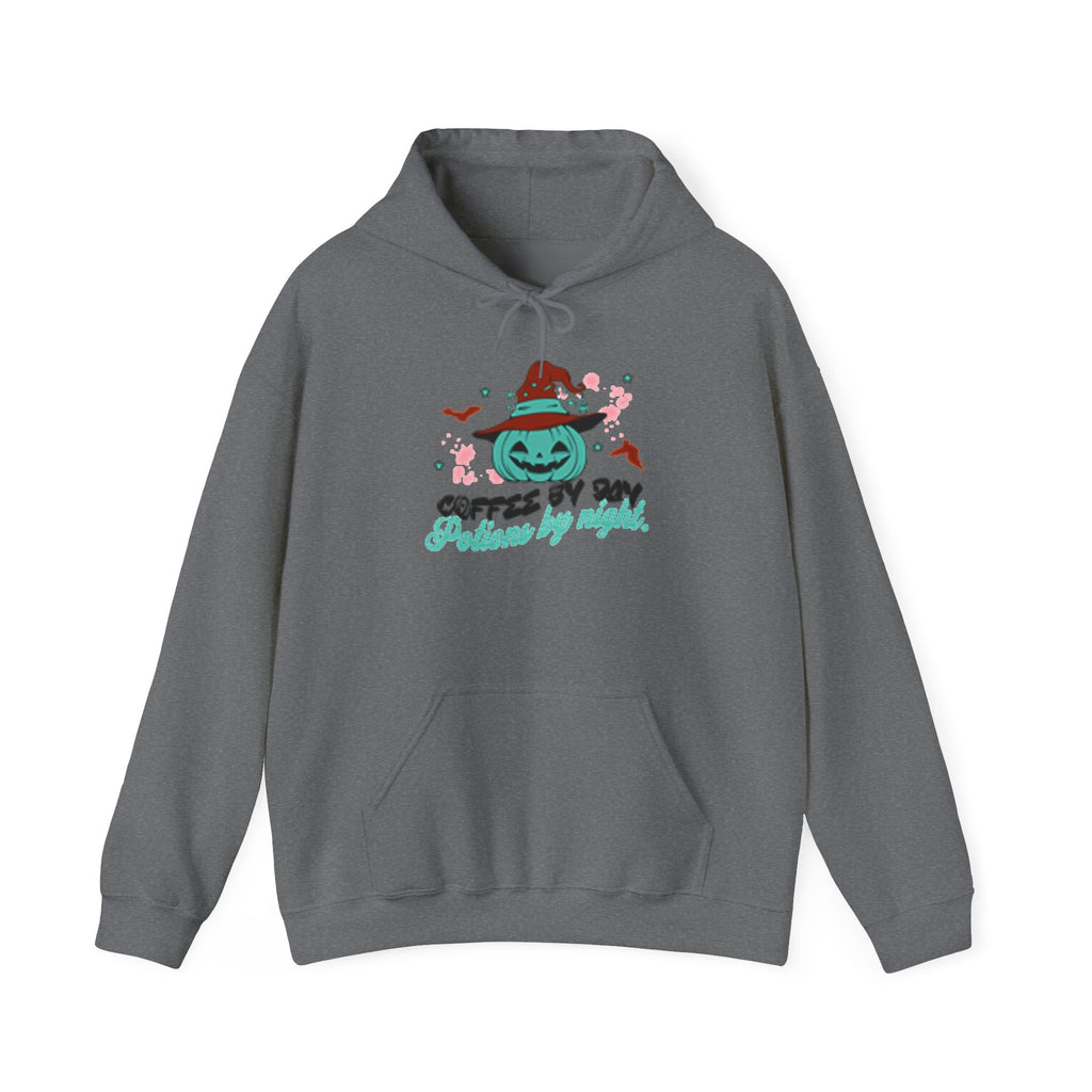 Coffee & Cozy Pumpkin Hoodie — “Coffee Is My Potion, By Magic” Fall Sweatshirt