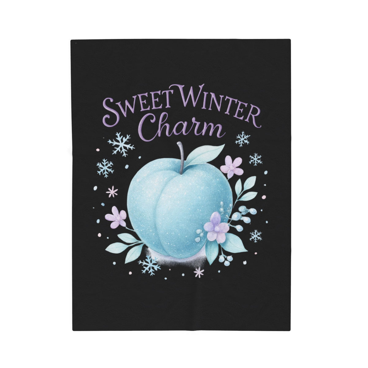 "Sweet Winter Charm" Blue Apple Cozy Velveteen Plush Throw