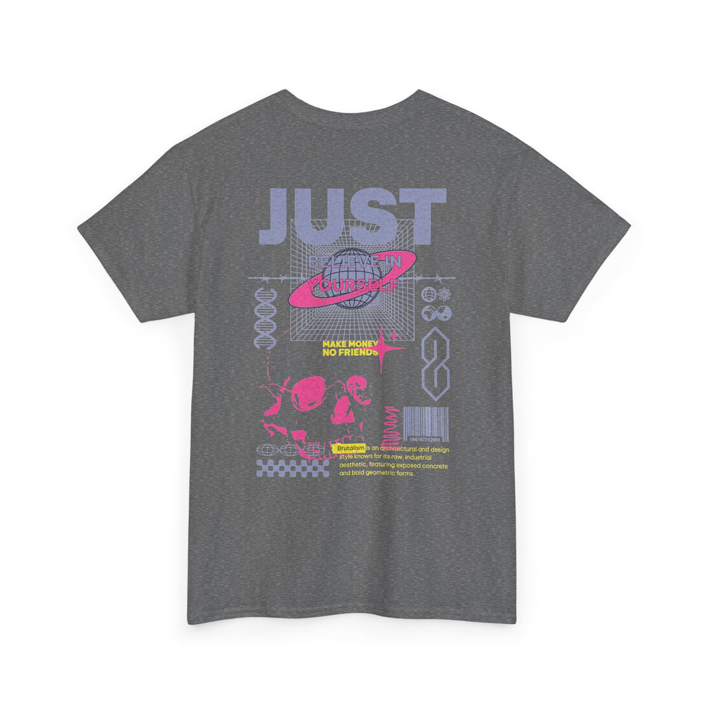 Graphic Tee — JUST Retro Space Collage T‑Shirt (90s Vaporwave Skull & Planet Design)