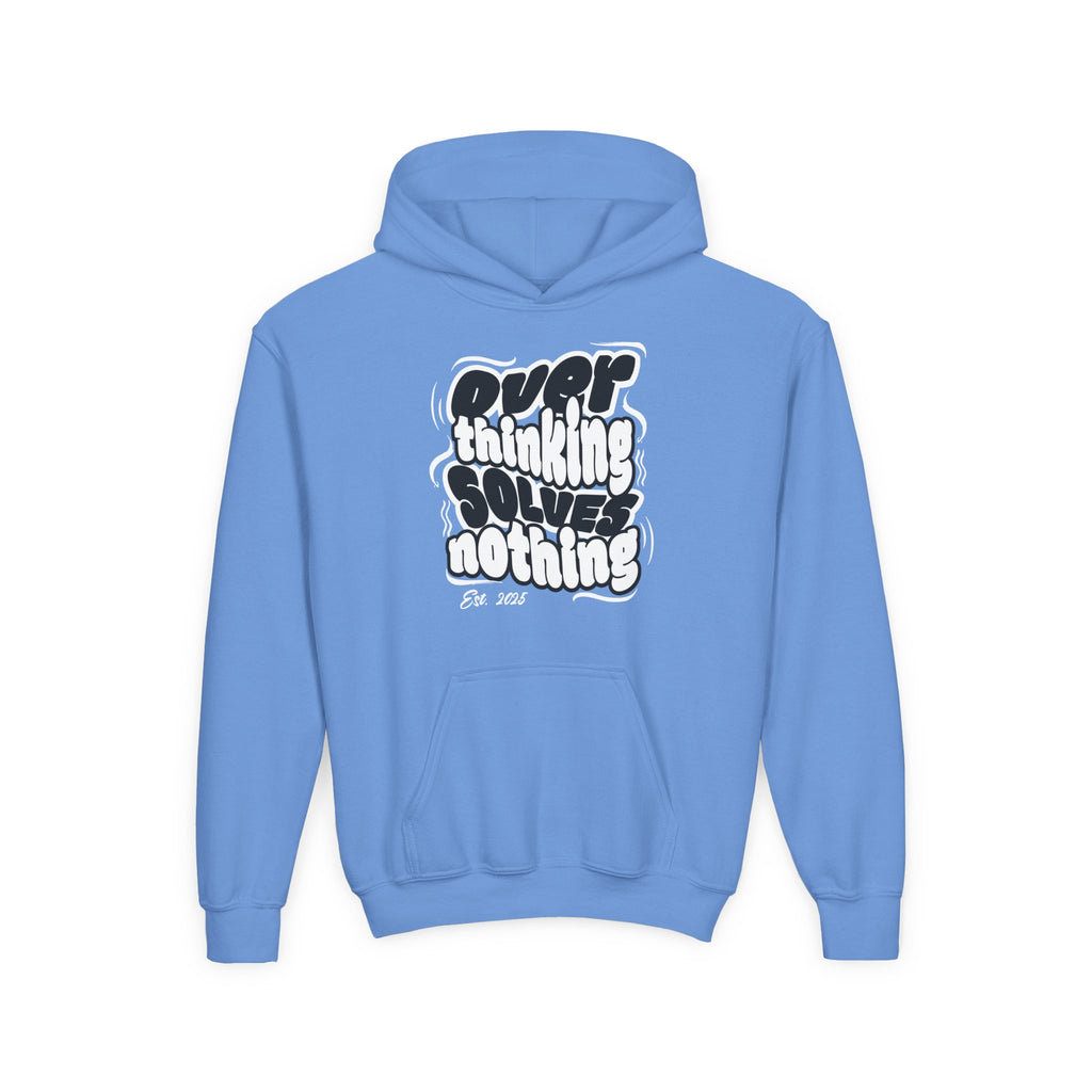 Overthinking Solves Nothing Retro Bubble Letter Pullover Hoodie