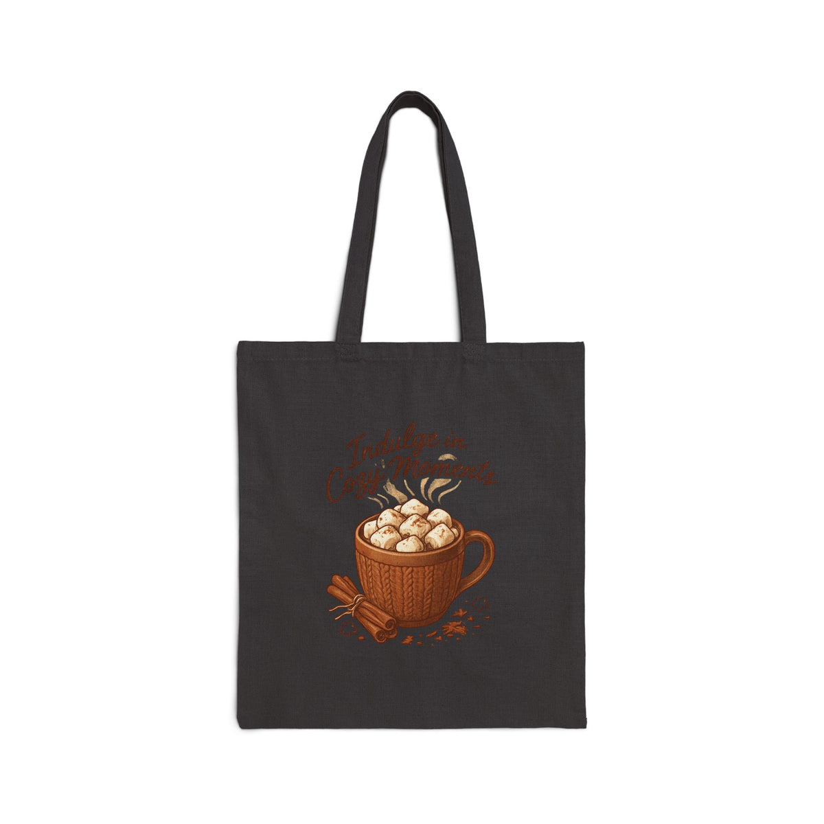 Cozy Cocoa Tote Bag — "Indulge in Cozy Moments" Cotton Canvas Tote