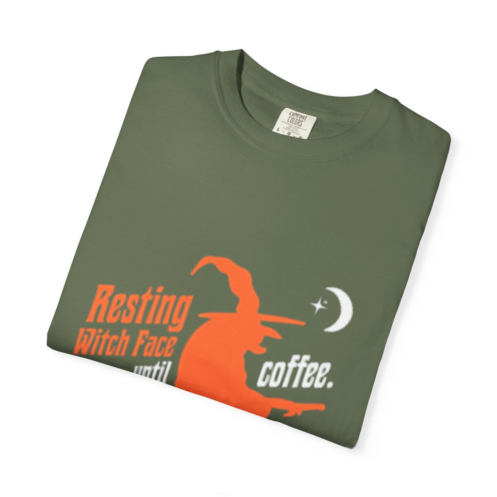 Resting Witch Face Coffee T-Shirt for Coffee Lovers, Halloween Gift, Funny Witch Shirt, Unisex Casual Wear, Spooky Apparel