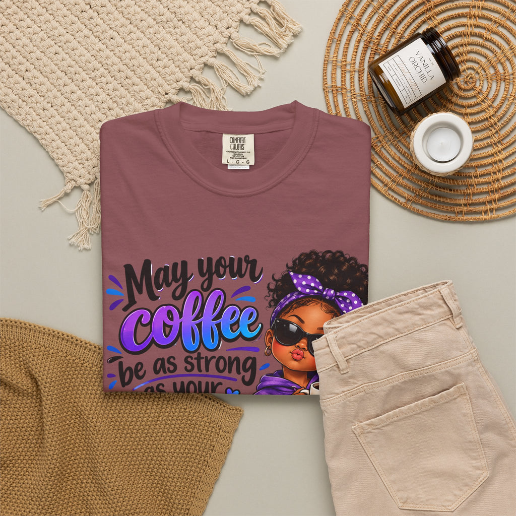 Coffee & Daughter Attitude T-Shirt — "May Your Coffee Be as Strong as Your Daughter's Attitude"