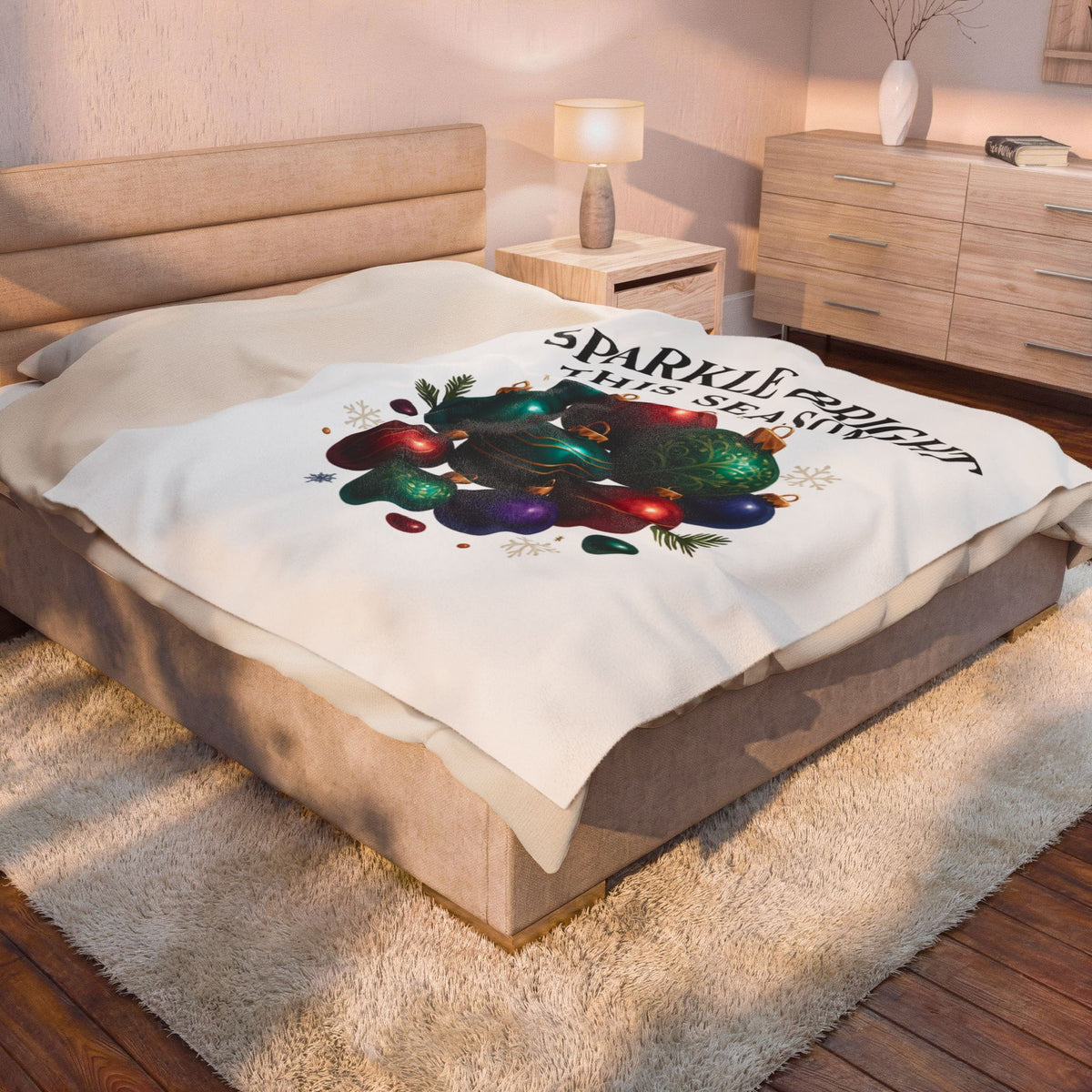 Sparkle Bright This Season Velveteen Plush Christmas Ornament Holiday Throw