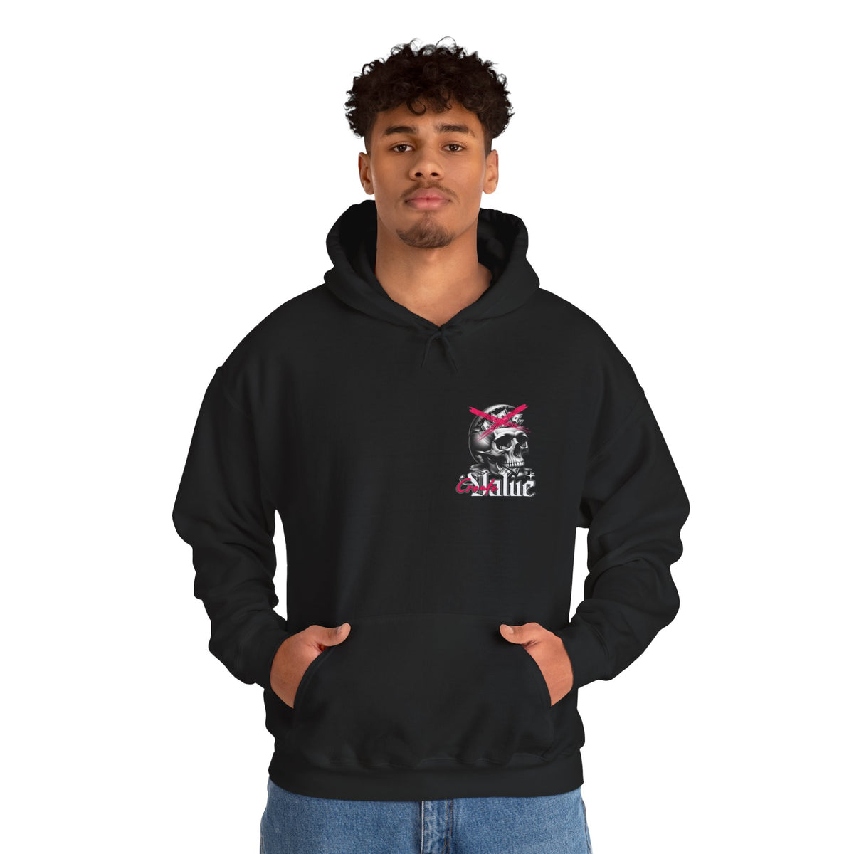 Money Cannot Buy Skull Hoodie, Unisex Heavy Blend Sweatshirt, Skate Style Apparel, Gothic Fashion, Casual Layering Top, Halloween Gift