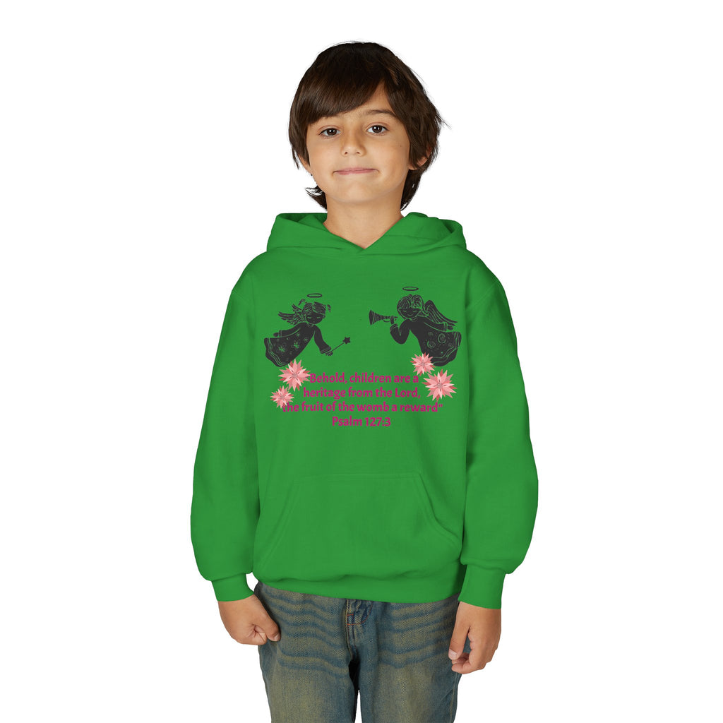 Youth Hoodie - "Behold, children are a heritage" Psalm 127:3 Christian Protected Pullover