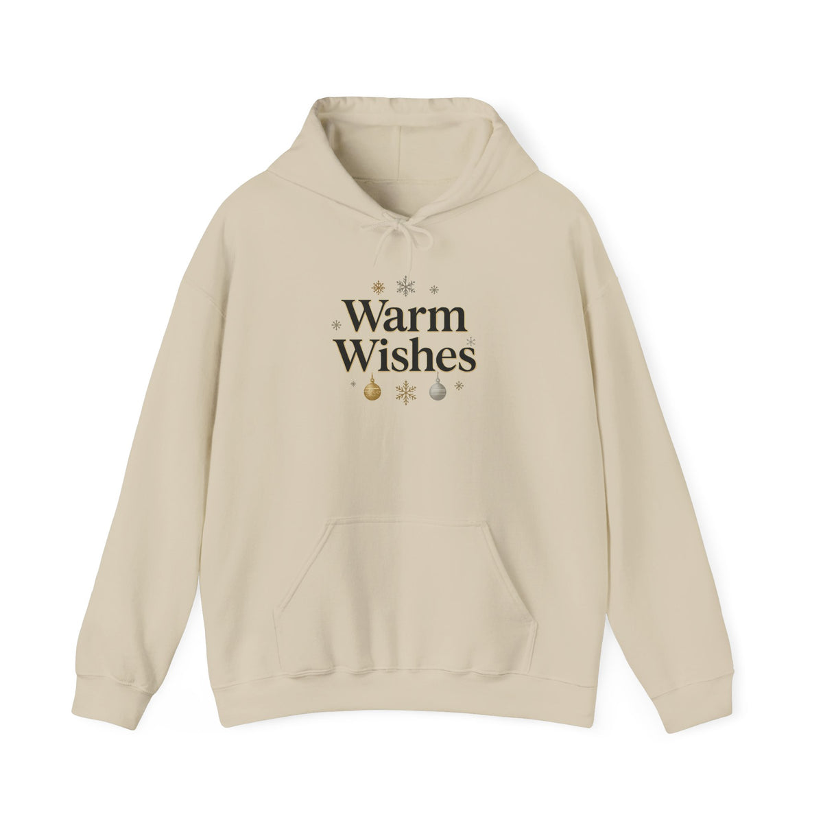 Warm Wishes Hoodie — Cozy Holiday Holiday Season Pullover with Festive Ornaments