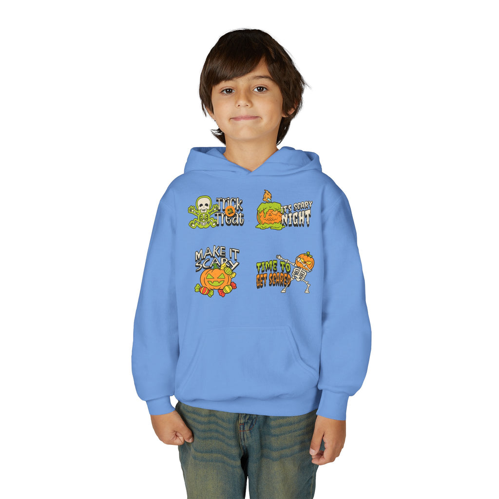 Youth Halloween Pumpkin Hoodie – Funny Spooky Character Graphic Sweatshirt