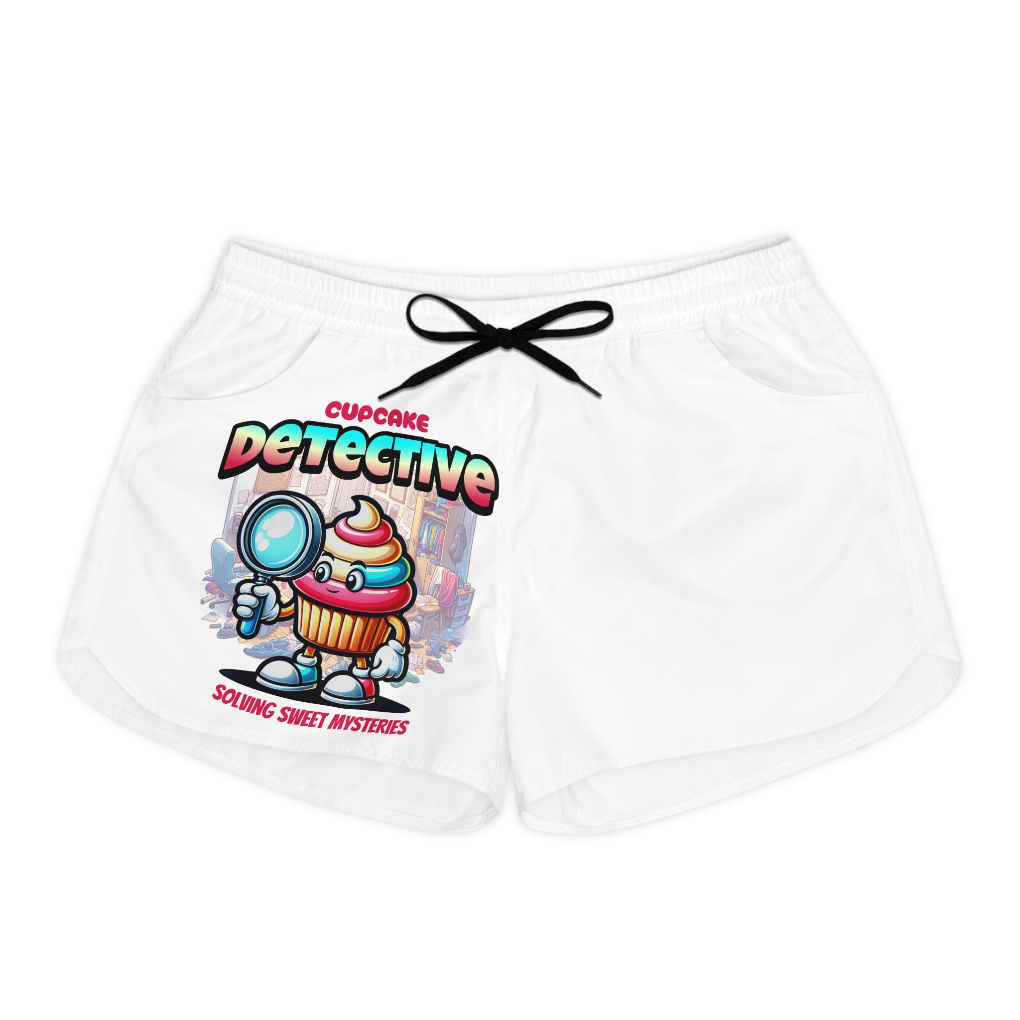 Cupcake Detective Women's Casual Shorts — 'Solving Sweet Mysteries' Cute AOP Lounge Shorts