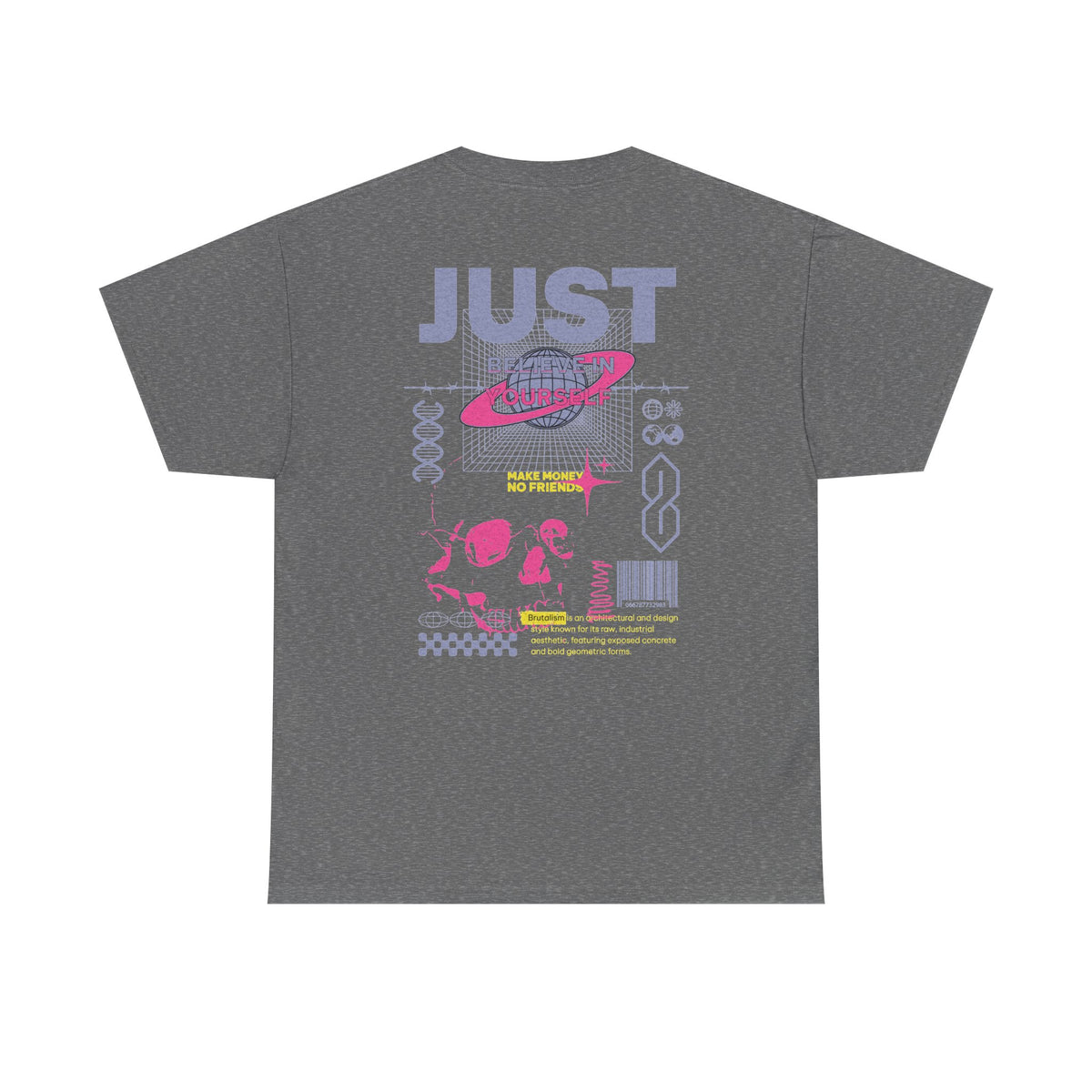 Graphic Tee — JUST Retro Space Collage T‑Shirt (90s Vaporwave Skull & Planet Design)