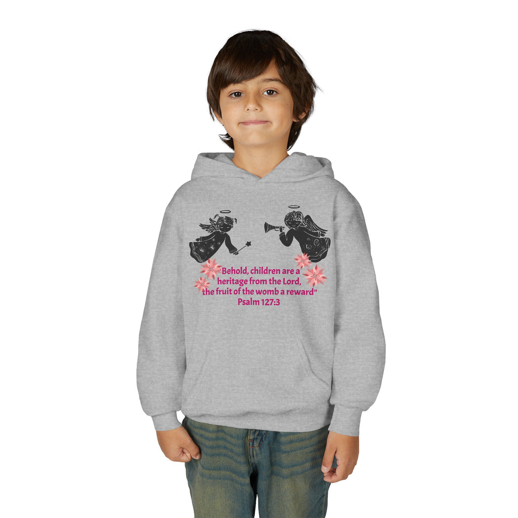 Youth Hoodie - "Behold, children are a heritage" Psalm 127:3 Christian Protected Pullover