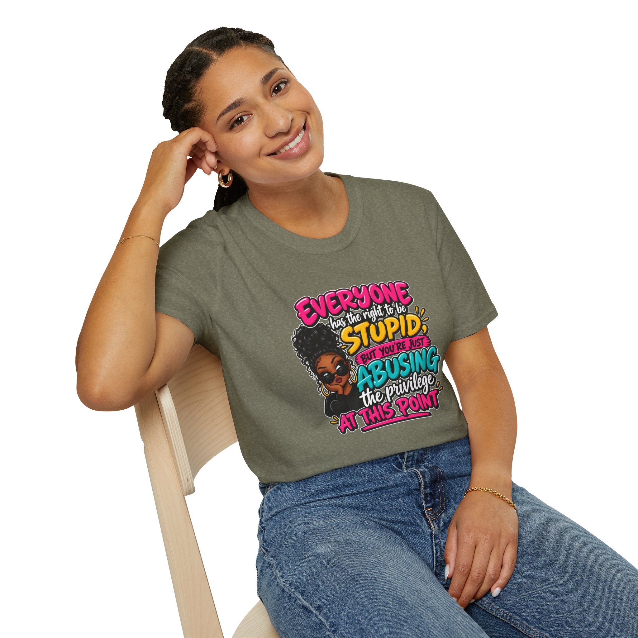 "Everyone Has the Right to Be Stupid" Afro Woman Design