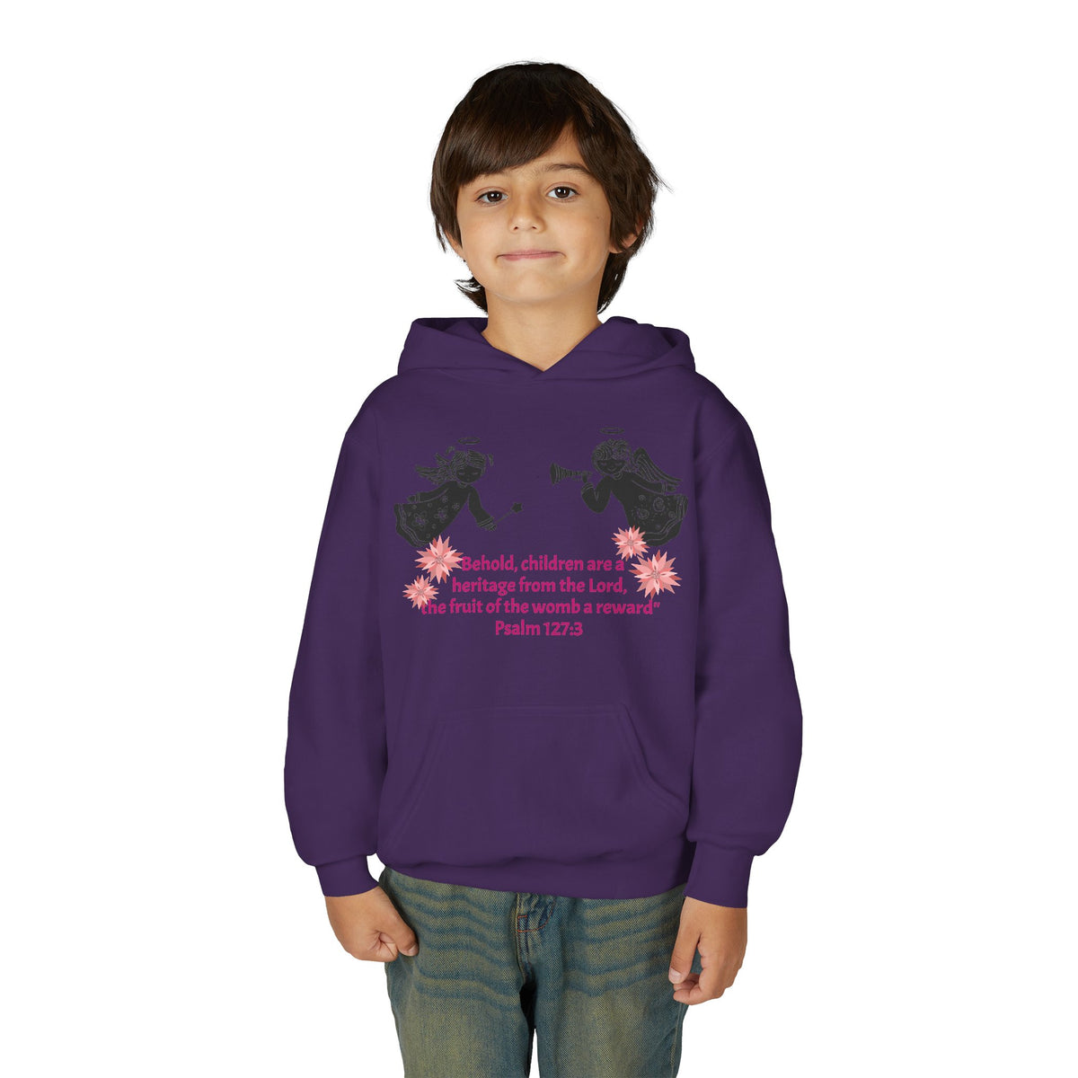 Youth Hoodie - "Behold, children are a heritage" Psalm 127:3 Christian Protected Pullover