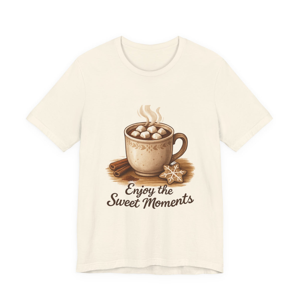 Coffee Tee — "Enjoy the Sweet Moments" Hot Cocoa Graphic Shirt
