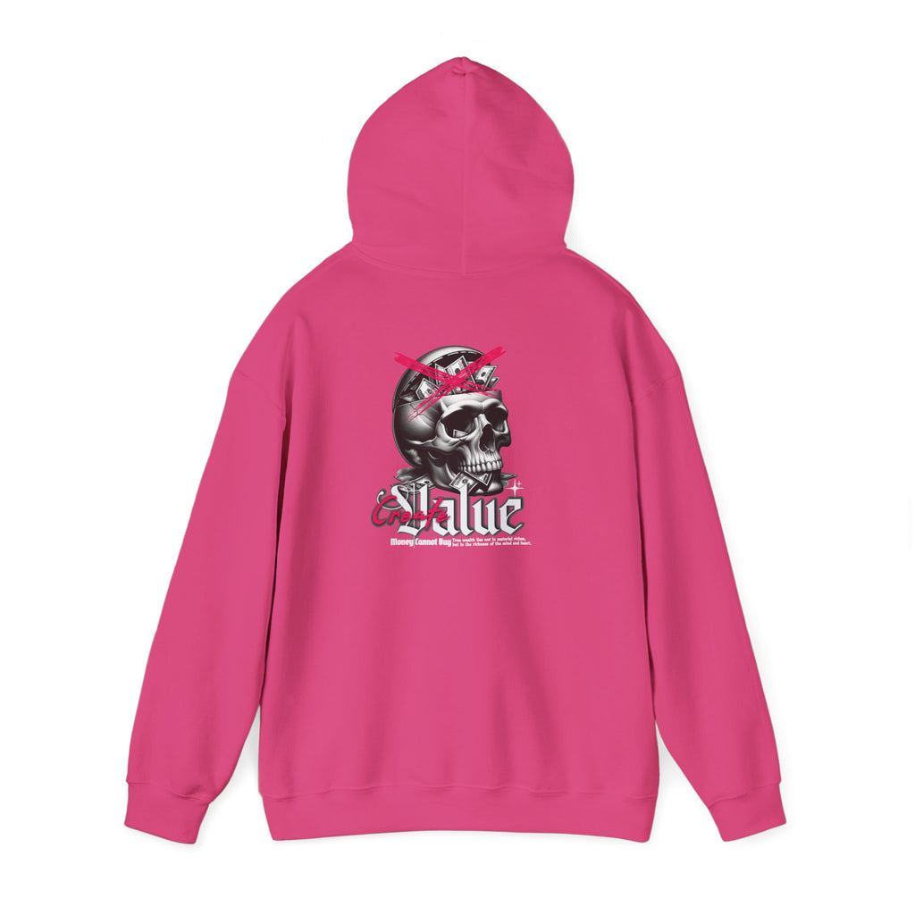 Money Cannot Buy Skull Hoodie, Unisex Heavy Blend Sweatshirt, Skate Style Apparel, Gothic Fashion, Casual Layering Top, Halloween Gift