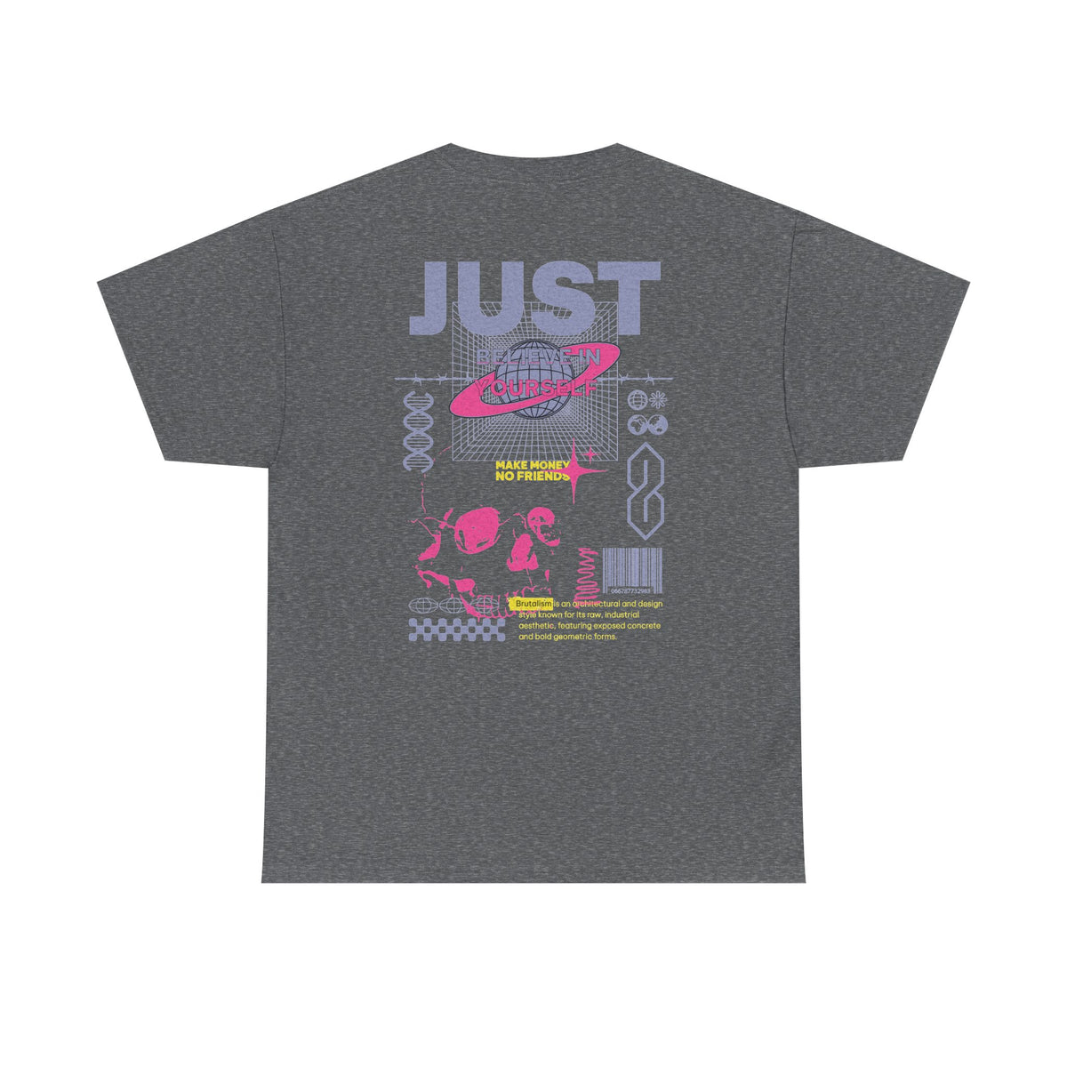 Graphic Tee — JUST Retro Space Collage T‑Shirt (90s Vaporwave Skull & Planet Design)