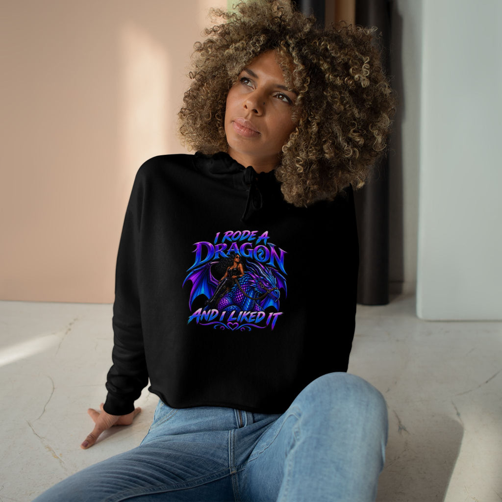 Dragon Rider Crop Hoodie — "I Summoned a Dragon and I Liked It" Graphic