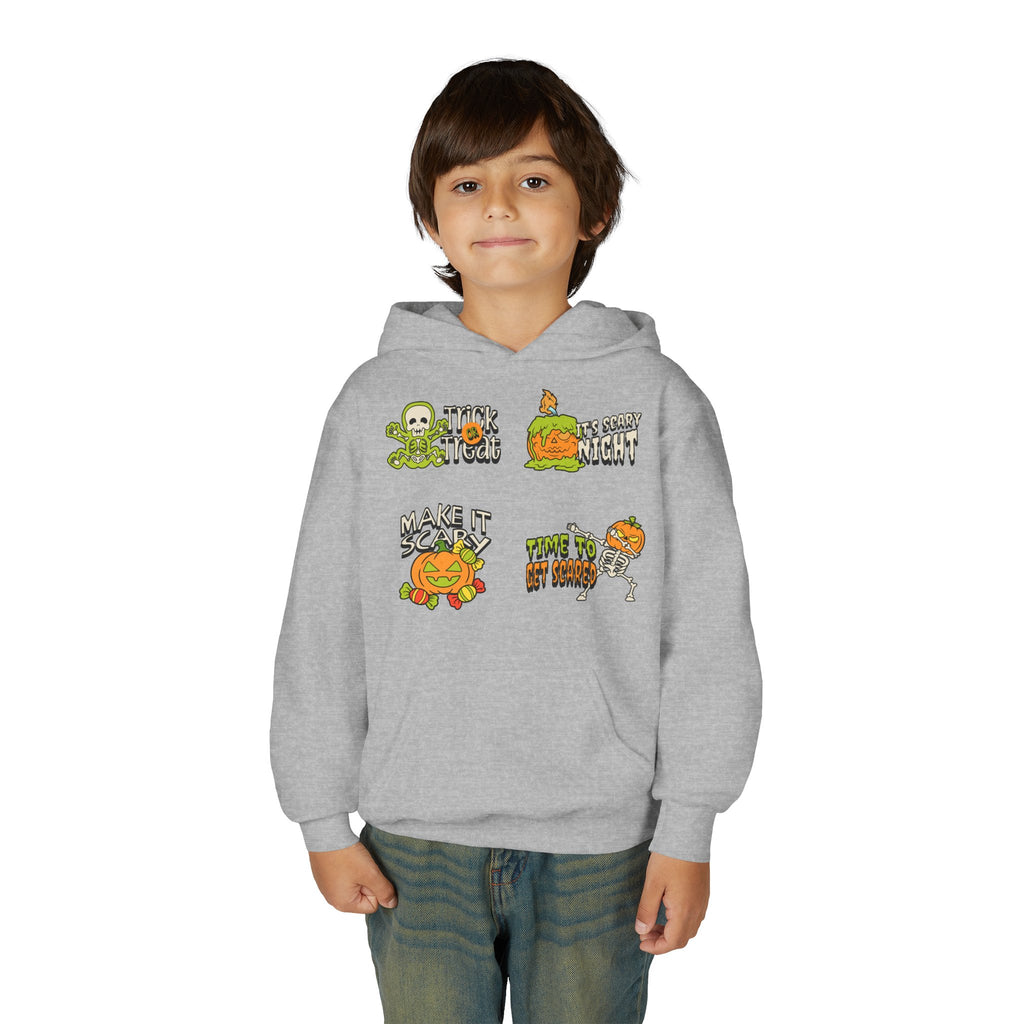 Youth Halloween Pumpkin Hoodie – Funny Spooky Character Graphic Sweatshirt