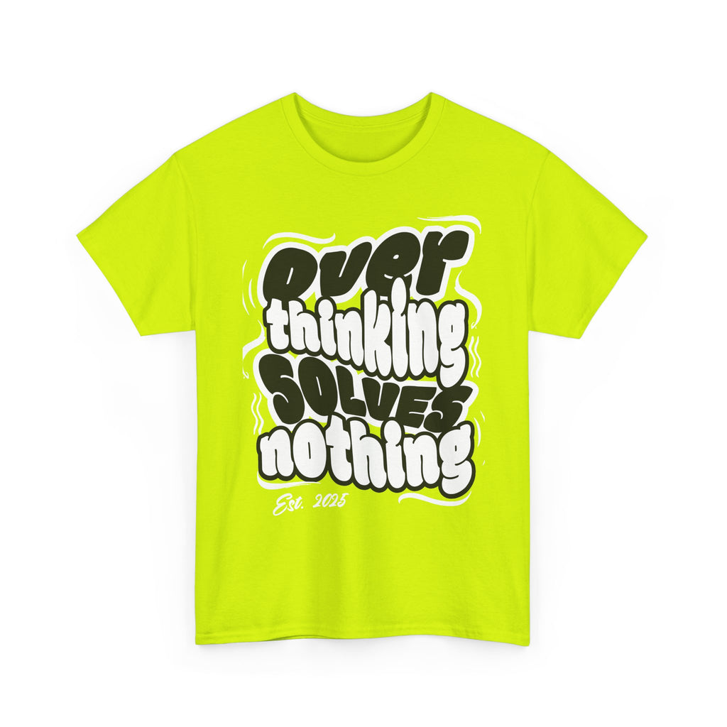 Overthinking Solves Nothing T-Shirt — Retro Bubble Letter Graphic Tee