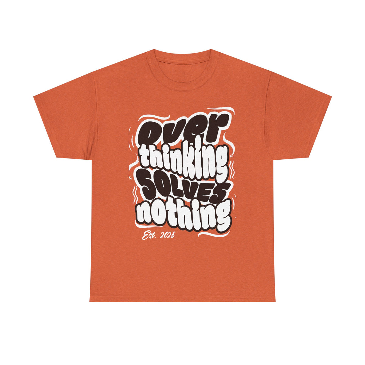 Overthinking Solves Nothing T-Shirt — Retro Bubble Letter Graphic Tee