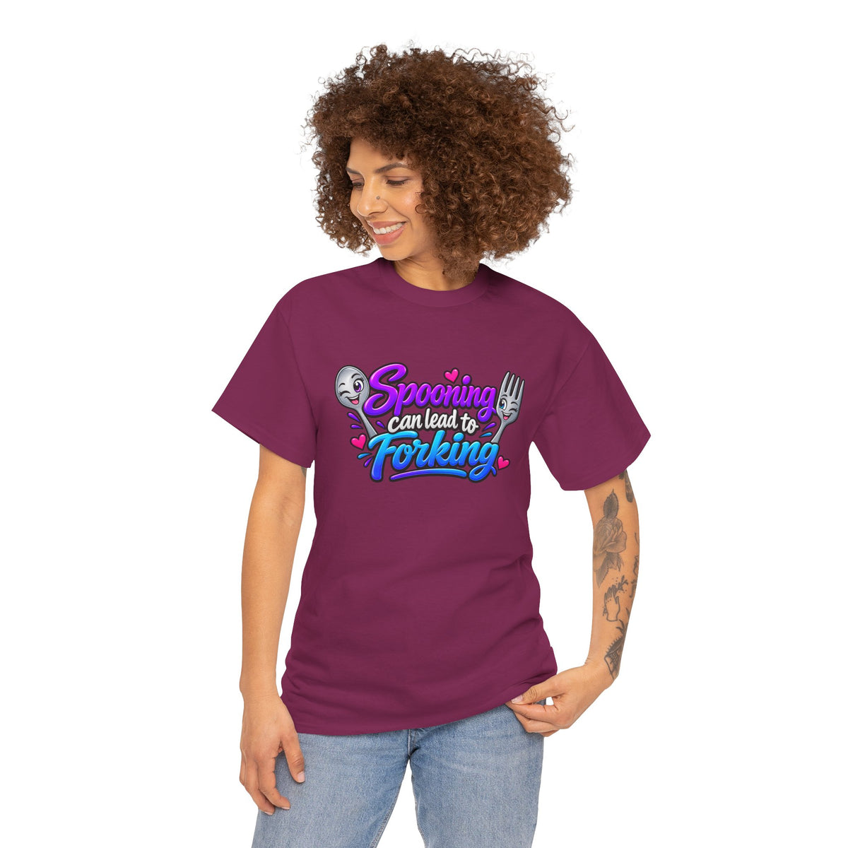 Spooning Can Lead to Forking T-Shirt – Funny Couple Kitchen Tee