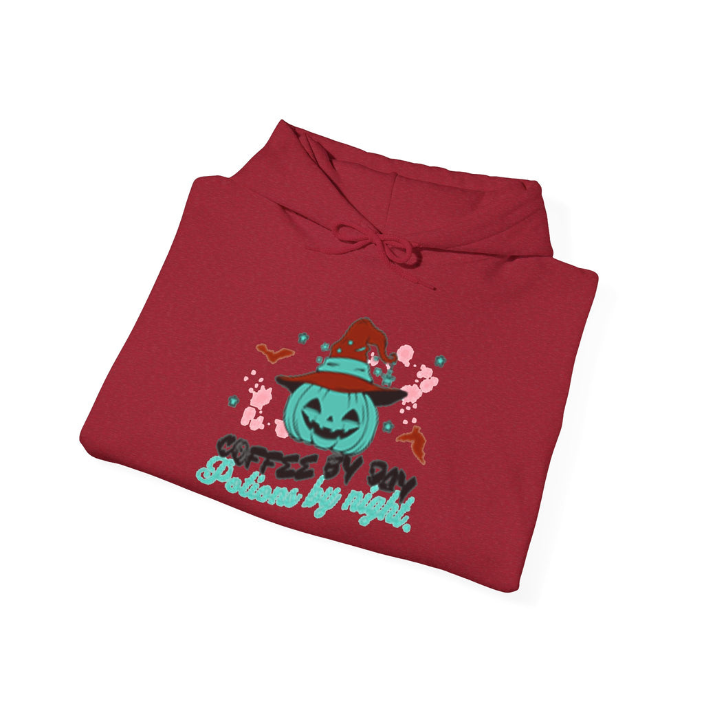 Coffee & Cozy Pumpkin Hoodie — “Coffee Is My Potion, By Magic” Fall Sweatshirt