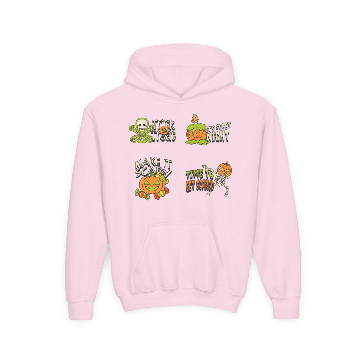 Youth Halloween Pumpkin Hoodie – Funny Spooky Character Graphic Sweatshirt
