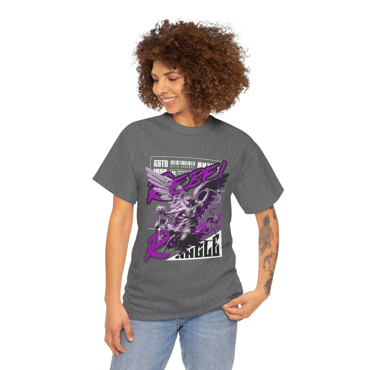 Rebel Spirit Graphic Tee: Unisex Heavy Cotton T-Shirt, Trendy Casual Wear, Gift for Rebels, Music Festival Outfit, Streetwear Style