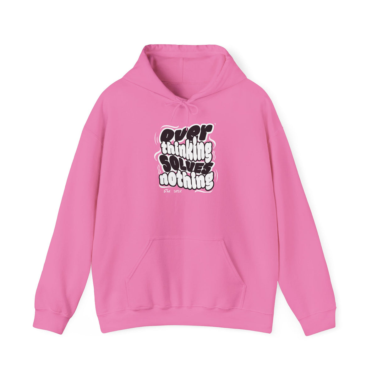 Overthinking Solving Nothing Retro Bubble Text Pullover Hoodie