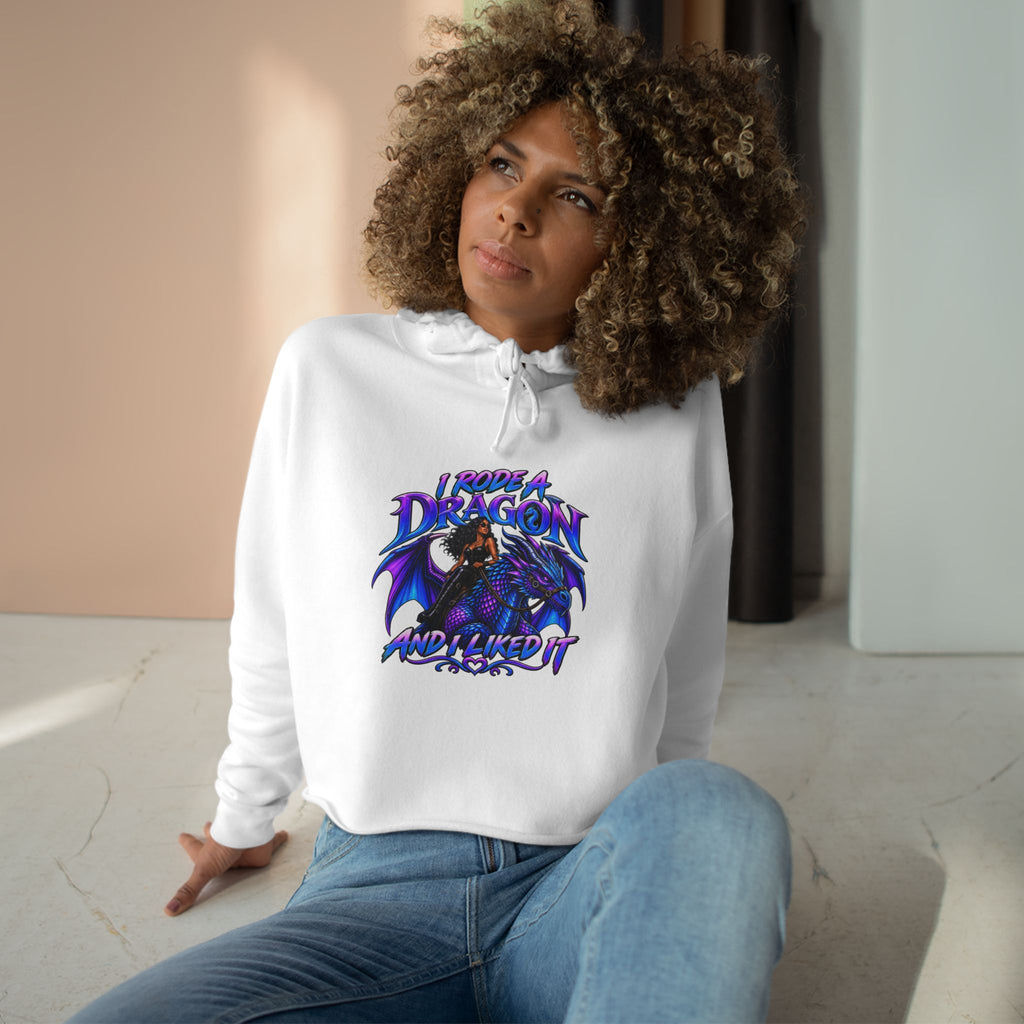Dragon Rider Crop Hoodie — "I Summoned a Dragon and I Liked It" Graphic