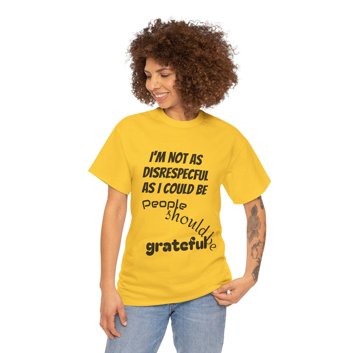 Gratitude Humor Tee, Funny Graphic Shirt, Gift for Friends, Casual Wear, Unisex Tee, Birthday Gift, Quirky T-Shirt