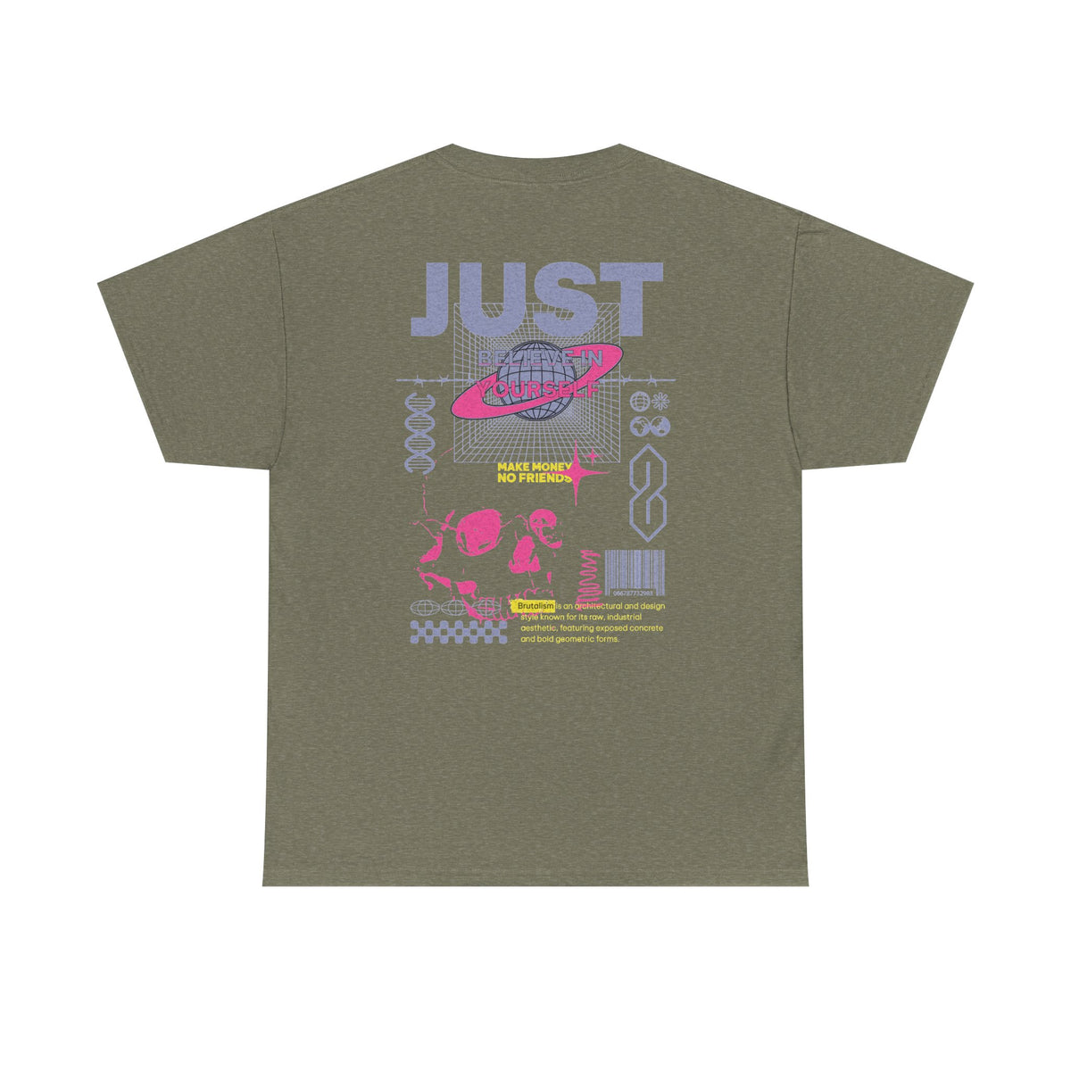 Graphic Tee — JUST Retro Space Collage T‑Shirt (90s Vaporwave Skull & Planet Design)
