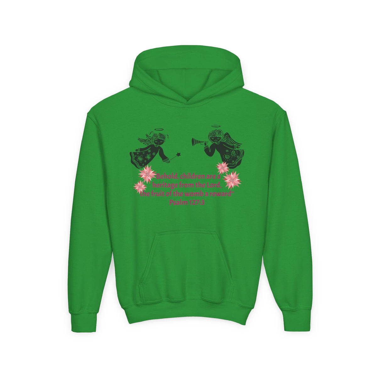 Youth Hoodie - "Behold, children are a heritage" Psalm 127:3 Christian Protected Pullover