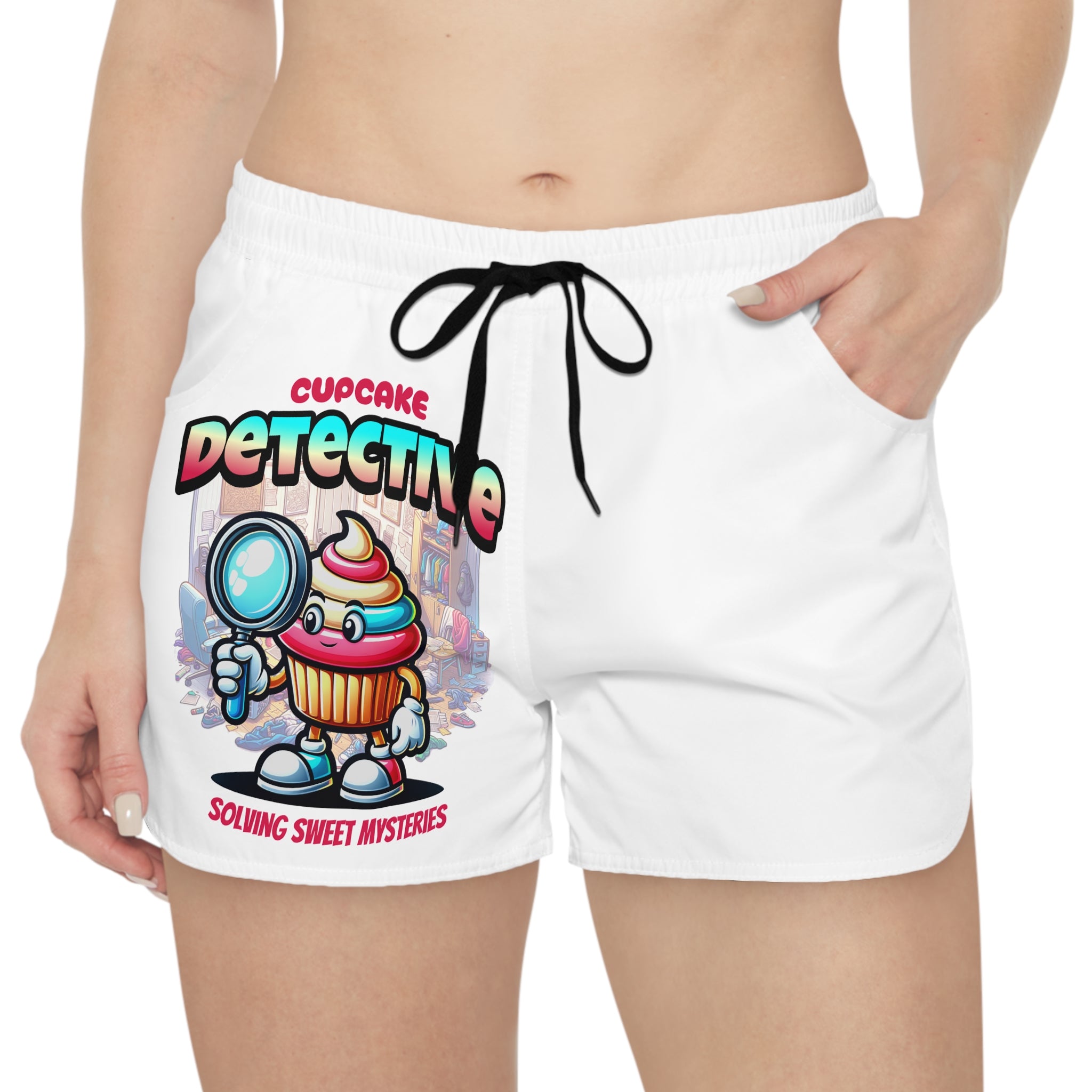 Cupcake Detective Women's Casual Shorts — 'Solving Sweet Mysteries' Cute AOP Lounge Shorts