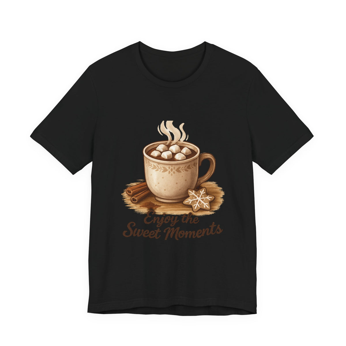 Coffee Tee — "Enjoy the Sweet Moments" Hot Cocoa Graphic Shirt