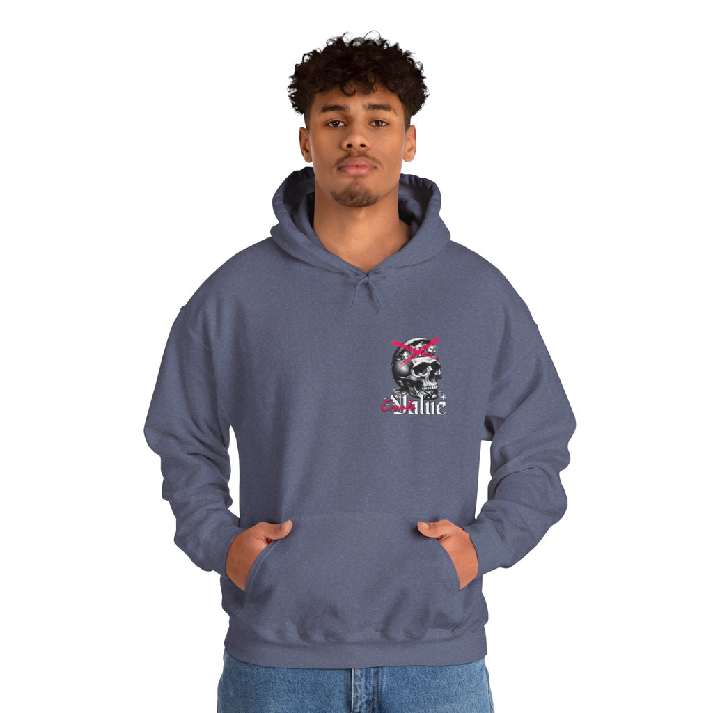 Money Cannot Buy Skull Hoodie, Unisex Heavy Blend Sweatshirt, Skate Style Apparel, Gothic Fashion, Casual Layering Top, Halloween Gift