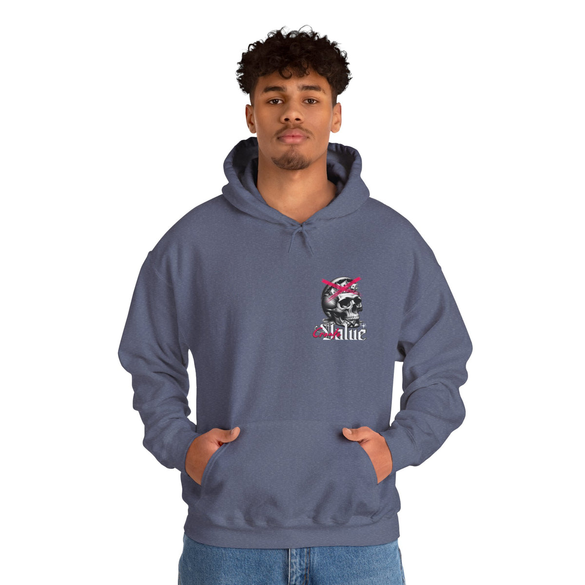 Money Cannot Buy Skull Hoodie, Unisex Heavy Blend Sweatshirt, Skate Style Apparel, Gothic Fashion, Casual Layering Top, Halloween Gift