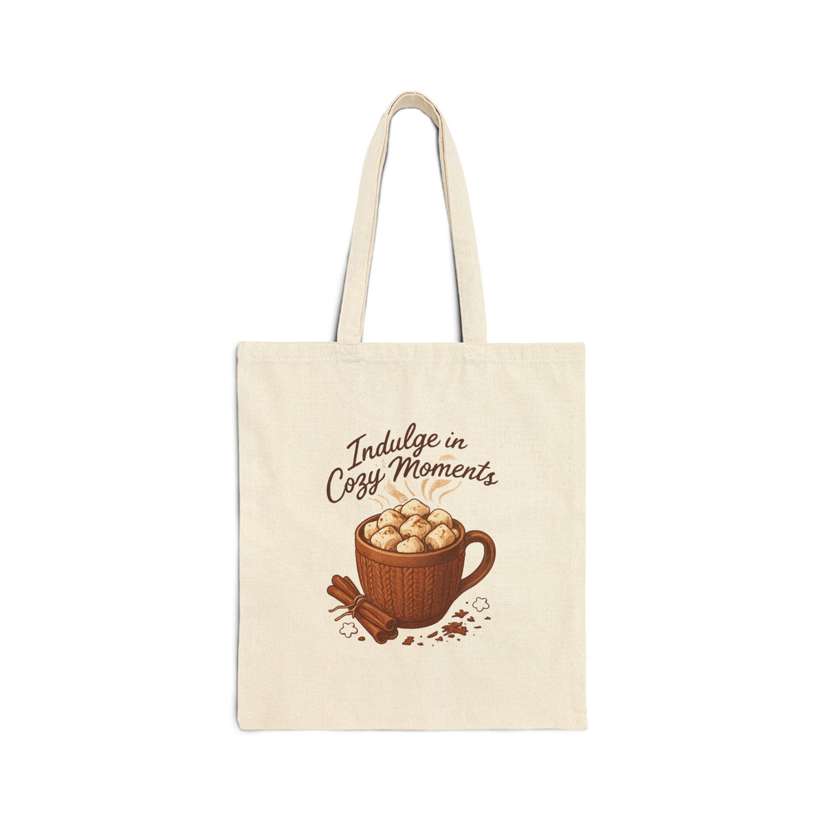 Cozy Cocoa Tote Bag — "Indulge in Cozy Moments" Cotton Canvas Tote