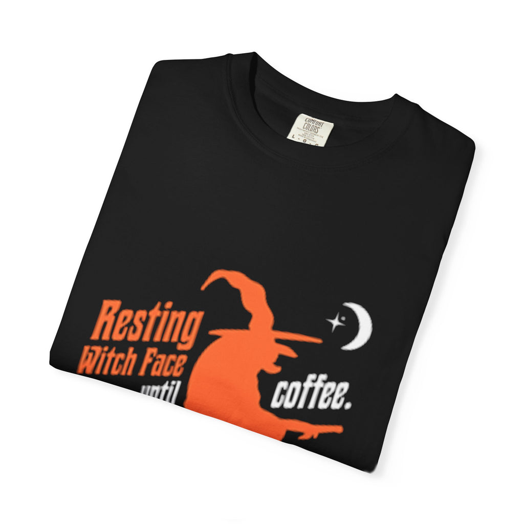 Resting Witch Face Coffee T-Shirt for Coffee Lovers, Halloween Gift, Funny Witch Shirt, Unisex Casual Wear, Spooky Apparel