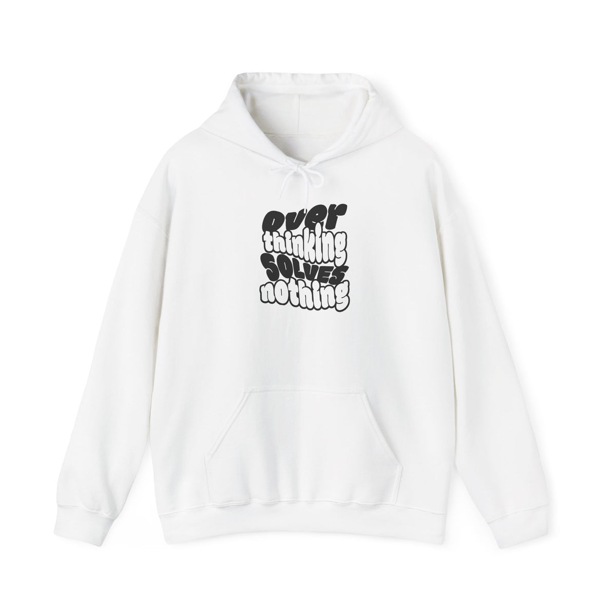 Overthinking Solving Nothing Retro Bubble Text Pullover Hoodie