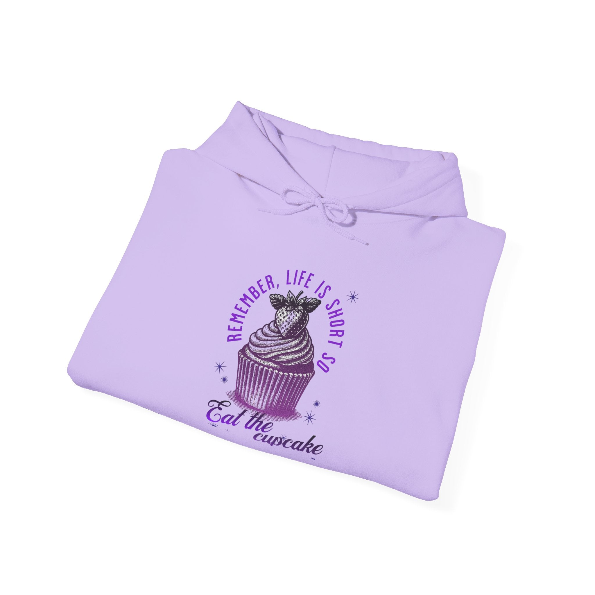 Eat Cupcake Hoodie — "Sometimes Life Is Sweet, Eat the Cupcake" Cute Cat Graphic Sweatshirt