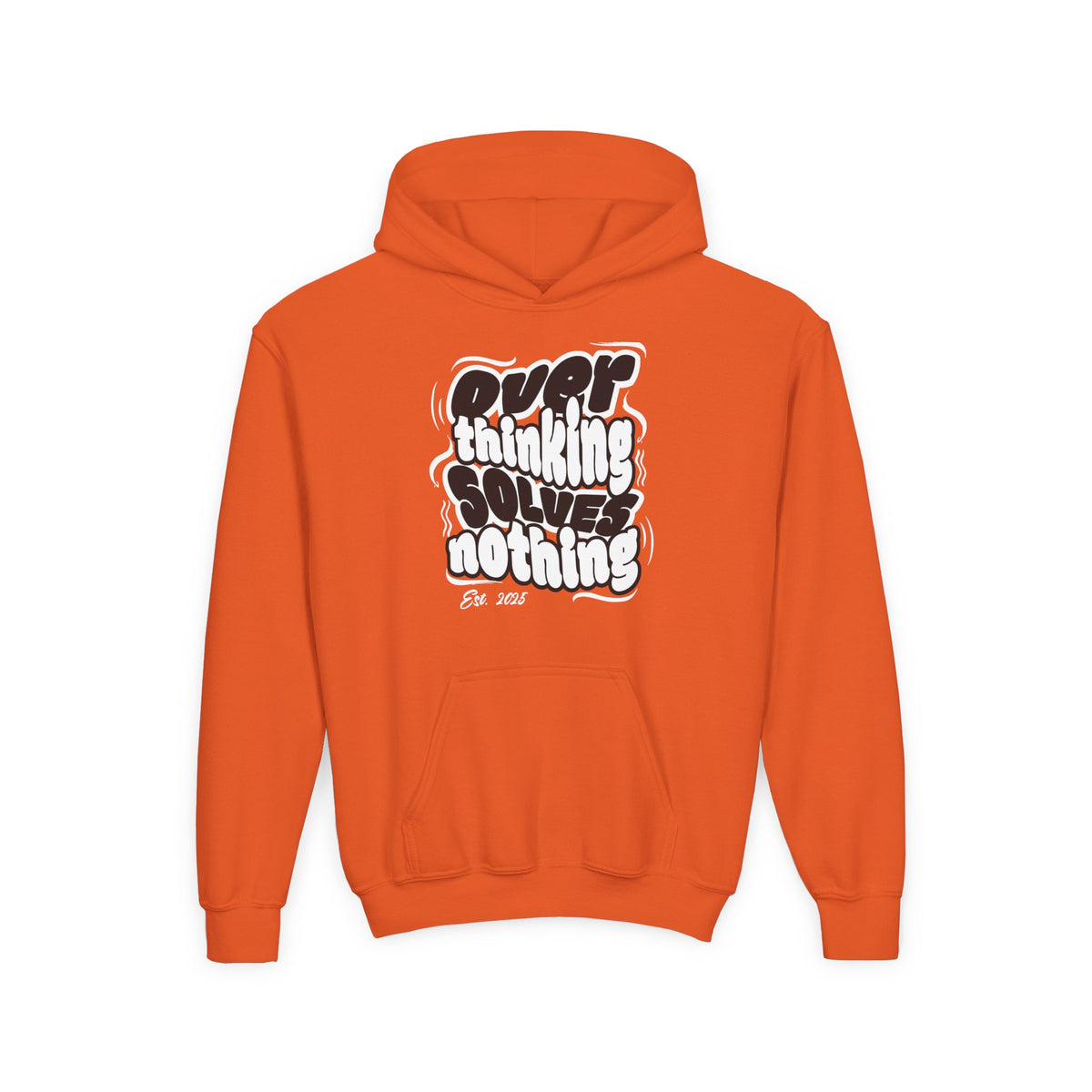 Overthinking Solves Nothing Retro Bubble Letter Pullover Hoodie