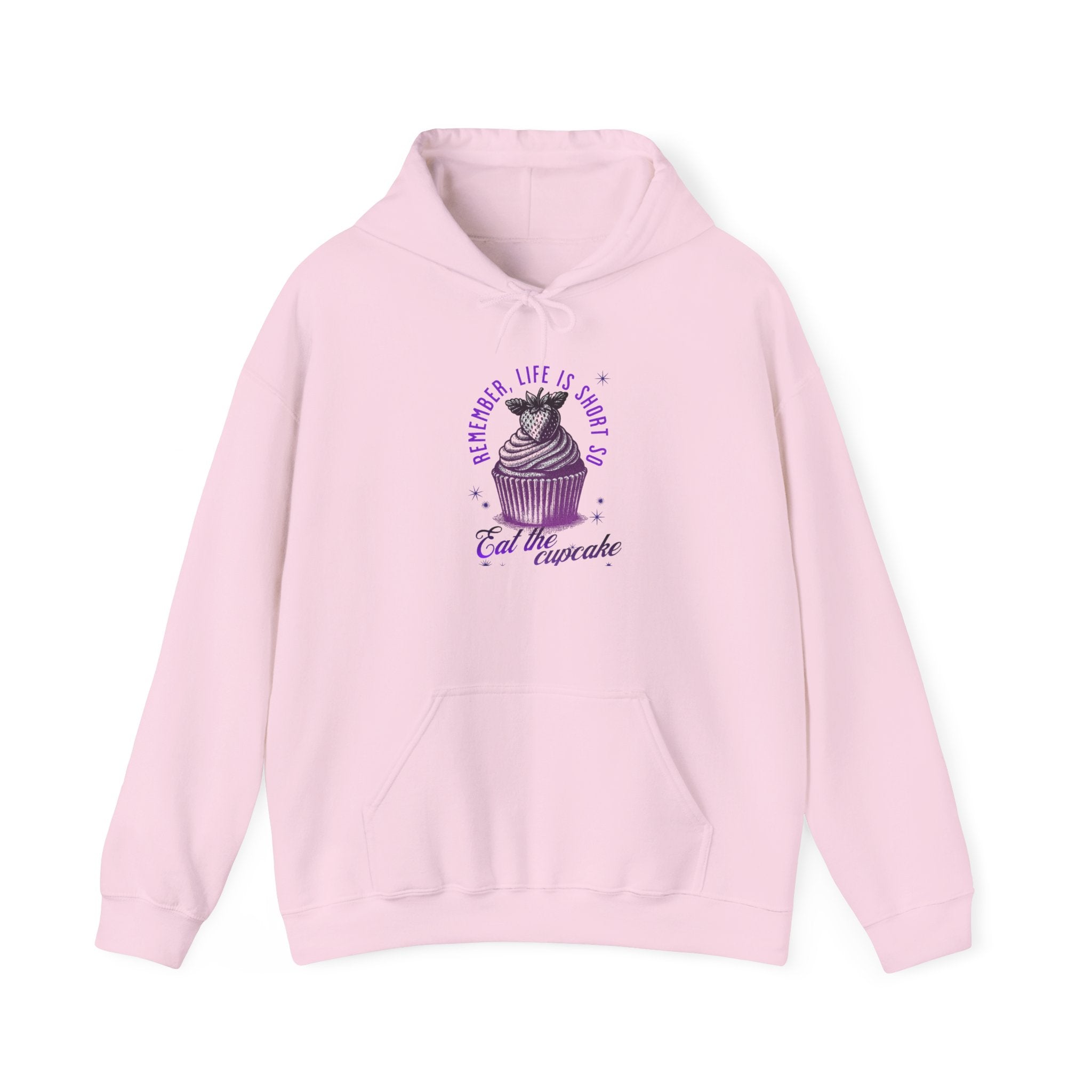 Eat Cupcake Hoodie — "Sometimes Life Is Sweet, Eat the Cupcake" Cute Cat Graphic Sweatshirt