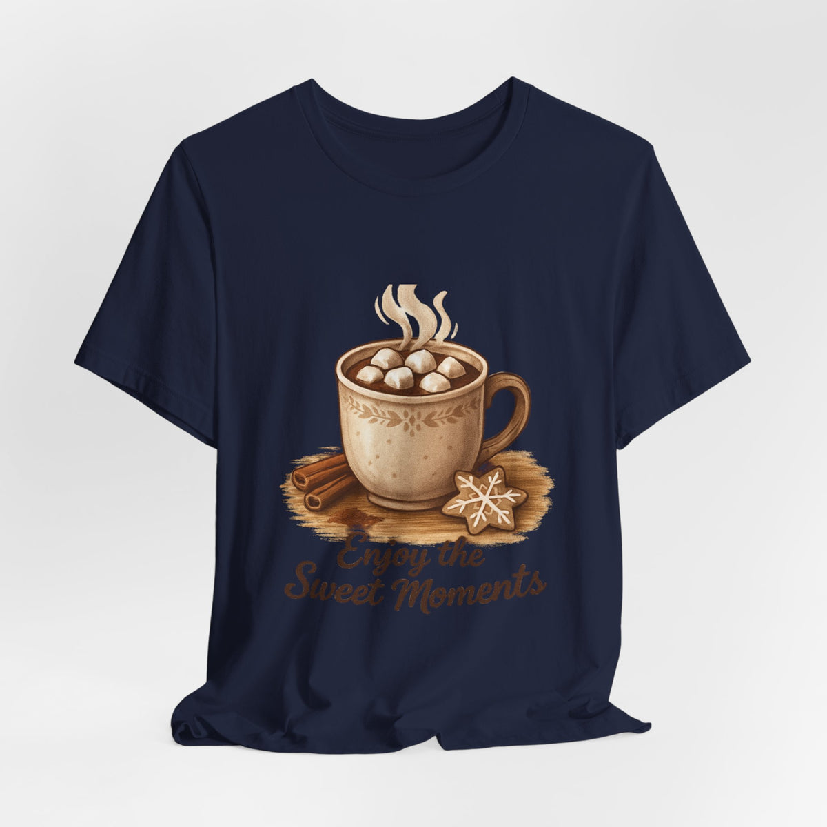 Coffee Tee — "Enjoy the Sweet Moments" Hot Cocoa Graphic Shirt